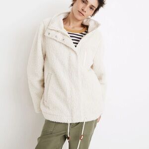Madewell (Re)sourced Sherpa Zip White Jacket | XS